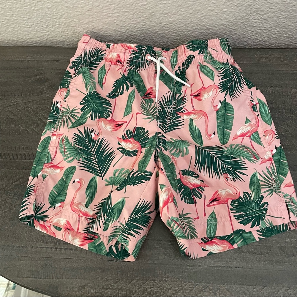 Old Navy Flamingo Leaf Print Swim Trunks